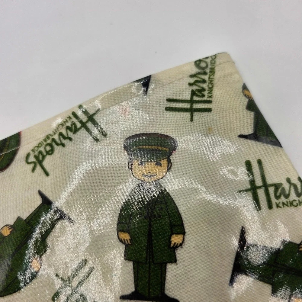 Harrods Knightsbridge Green Man‎ Doorman Coated Canvas Zipper Pouch Cream Small